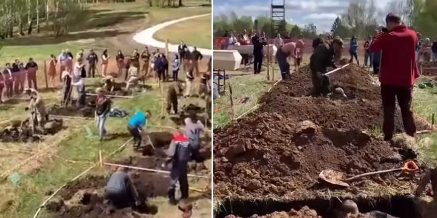 Rusya'da mezar yarışı ülkeyi karıştırdı! Görüntüler infiale neden oldu