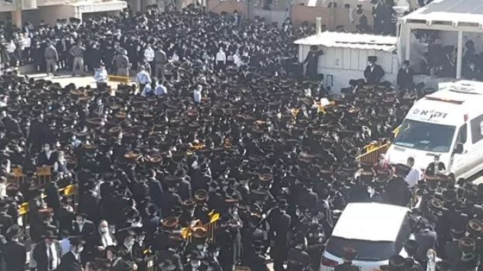 Korkutan kalabalık! Haham Leifer'in cenazesine binlerce kişi katıldı