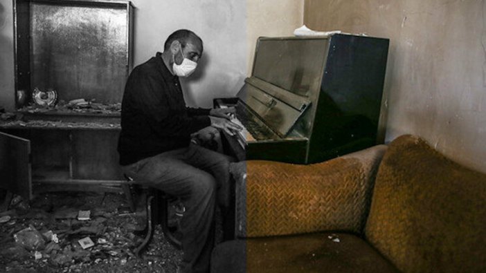 Ermenistan'ın saldırısıyla evi yıkıldı ama o piyano çalmaya devam etti