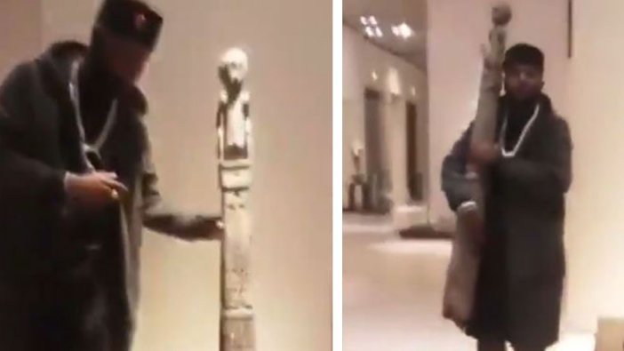 Afrikalı adamdan Fransa'daki Louvre Müzesi'nde ilginç eylem