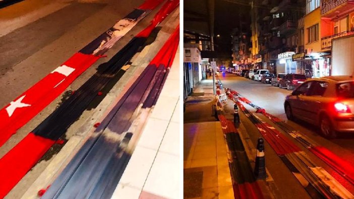 Manisa'da bayrak krizi! Cadde boyunca yere serip...