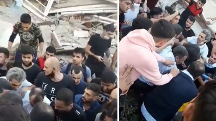 İzmir depreminde yıkılan bir binada 3 kişi yaralı kurtarıldı