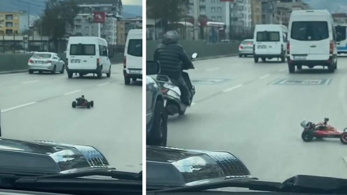 Bursa'da trafikte tehlikeli anlar! Eşinin gazına gelince ehliyetine el konuldu