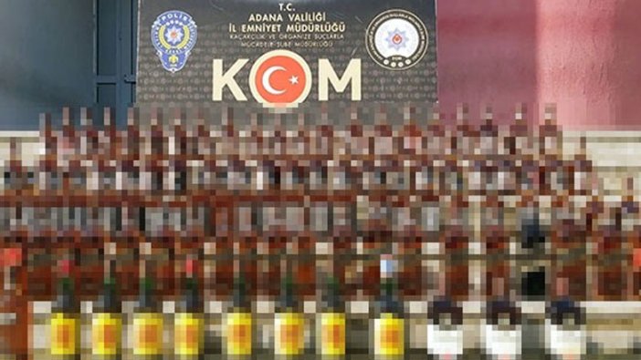 Adana’da bin 630 litre sahte, 111 şişe kaçak içki ele geçirildi