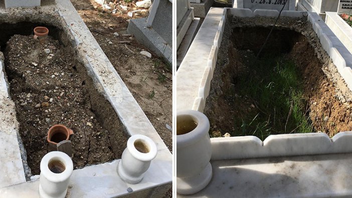 İzmir'de aşırı yağış nedeniyle mezarlıklar çöktü!