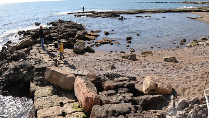 Antik Liman deniz çekilince ortaya çıktı! Mersin'den müthiş görüntüler 