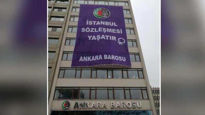 Ankara Barosu'ndan İstanbul Sözleşmesi'nin feshedilmesine pankartlı tepki