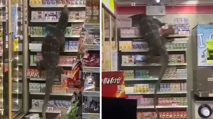 Tayland'da bir markette korku dolu anlar