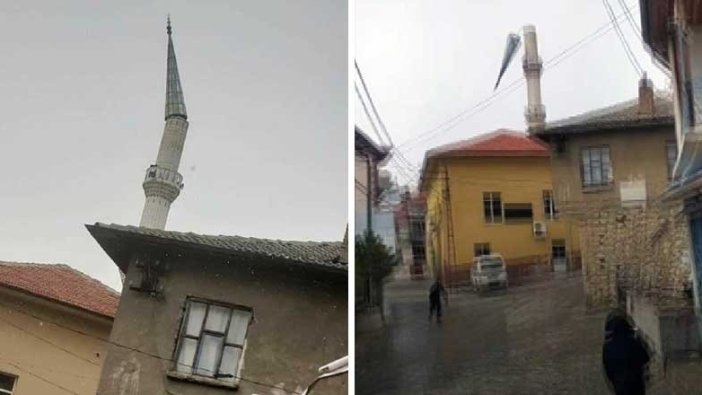 Ermenek'te fırtına cami minaresinin külahını uçurdu