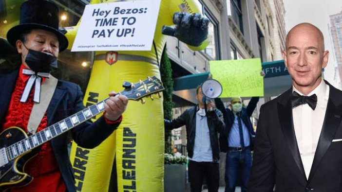 Amazon'un CEO'su Jeff Bezos'u evinin önünd protesto ettiler