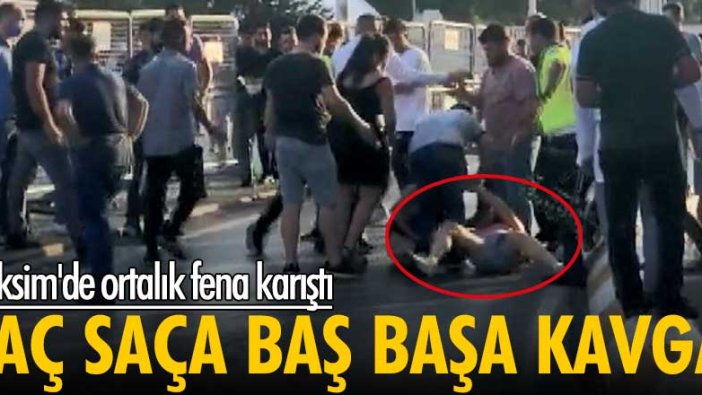Taksim'de ortalık fena karıştı! Saç saça baş başa kavga