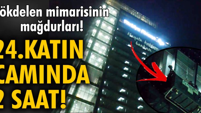 Ümraniye'de camları temizleyen işçiler 24. katta asma asansörde mahsur kaldı