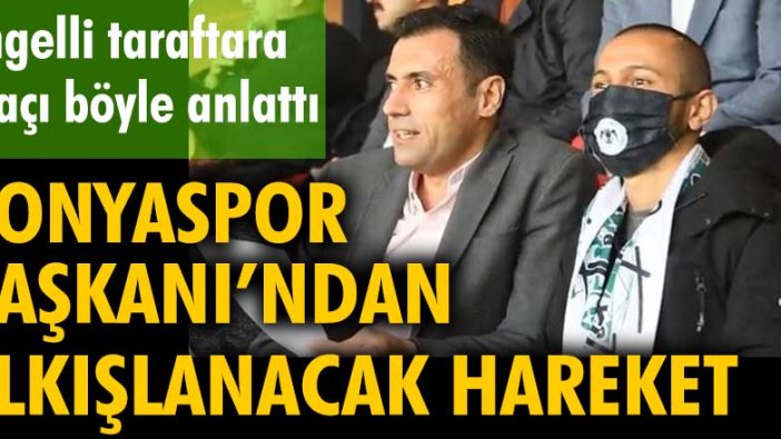 Konyaspor Başkanı görme engelli taraftara tribünde maçı anlattı