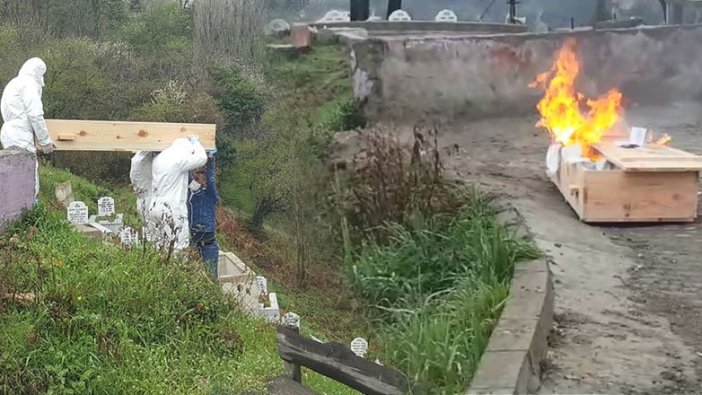 Zonguldak'ta cenazeden sonra tabutu yaktılar!