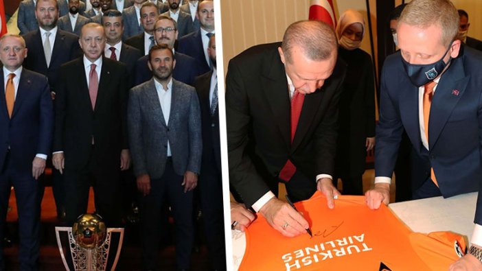 Başakşehir kupayı Saray'a götürdü... Erdoğan'ın forma numarası dikkat çekti